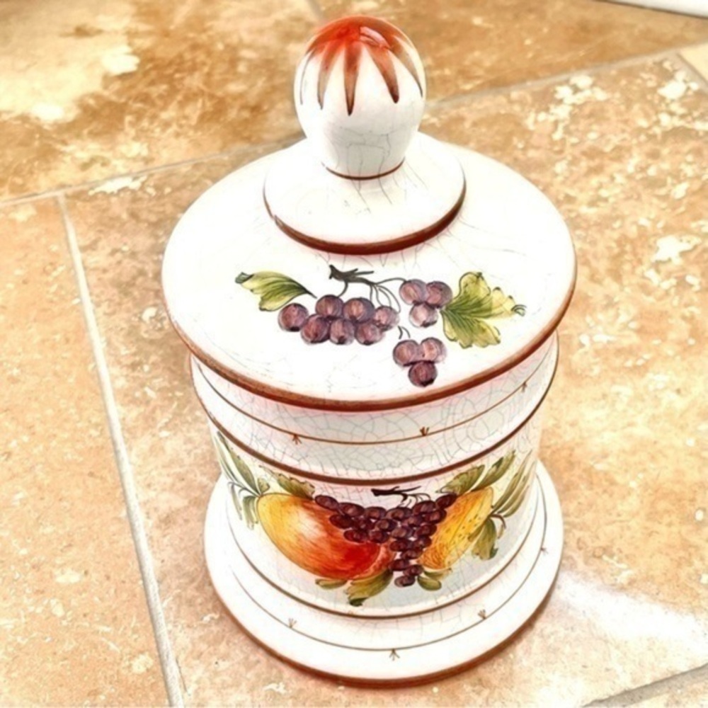 VINTAGE! CRAZED! Cookie Jar - Large Jar w/ Fruit Motif!
